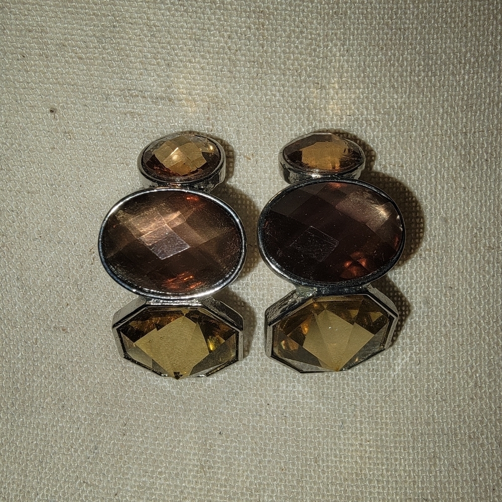 Vintage (?) Napier Brown-tone Pierced Earrings